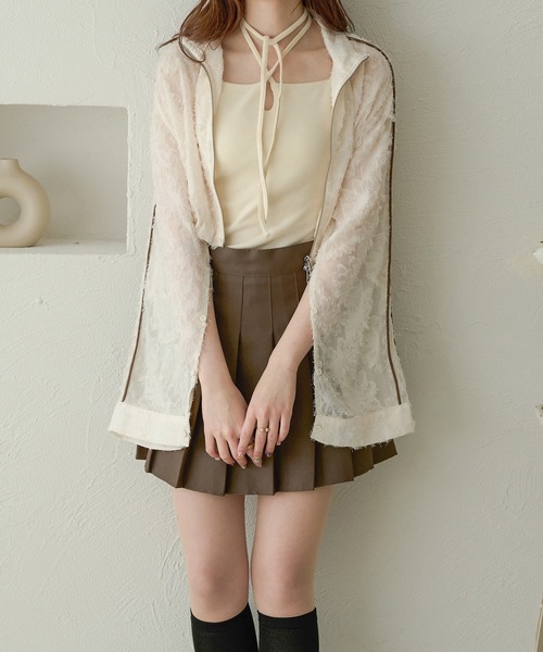 Ambre Neige（アンブルネージュ）の「slit sleeve track jacket / 袖スリットトラックジャケット（ブルゾン・レディース・ブラック/アイボリー/オフホワイト・FREE）」の20枚目の写真