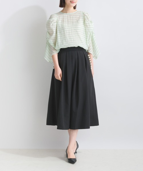 PICCIN（ピッチン）の「袖シャーリングシアーブラウス（シャツ/ブラウス・レディース・オフホワイト/ライトグリーン・M）」の13枚目の写真