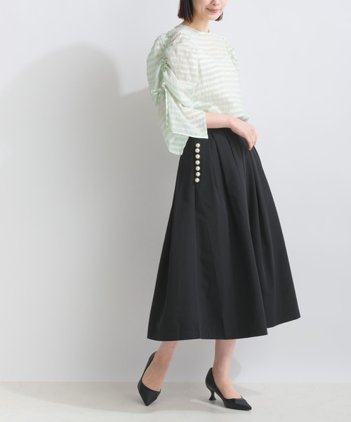 PICCIN（ピッチン）の「袖シャーリングシアーブラウス（シャツ/ブラウス・レディース・オフホワイト/ライトグリーン・M）」の14枚目の写真