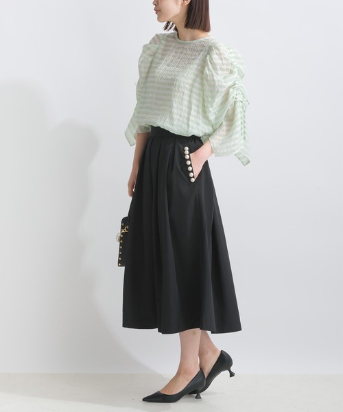 PICCIN（ピッチン）の「袖シャーリングシアーブラウス（シャツ/ブラウス・レディース・オフホワイト/ライトグリーン・M）」の16枚目の写真