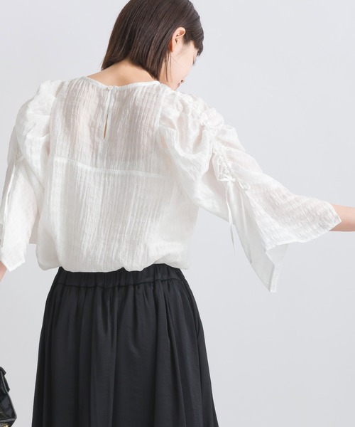 PICCIN（ピッチン）の「袖シャーリングシアーブラウス（シャツ/ブラウス・レディース・オフホワイト/ライトグリーン・M）」の5枚目の写真