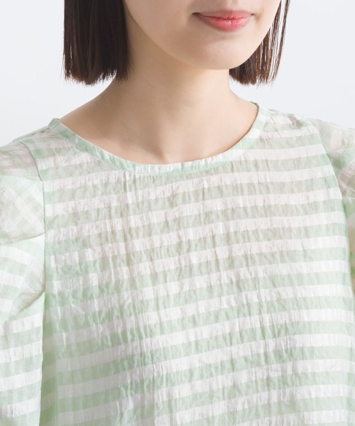 PICCIN（ピッチン）の「袖シャーリングシアーブラウス（シャツ/ブラウス・レディース・オフホワイト/ライトグリーン・M）」の17枚目の写真