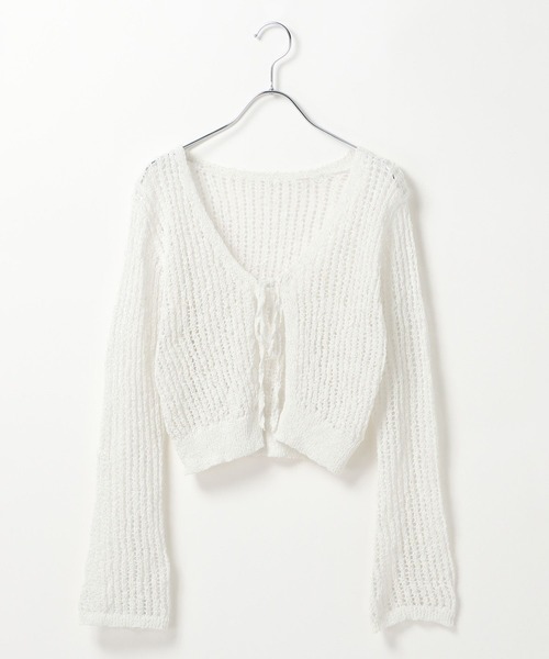 Heather（ヘザー）の「リボンメッシュカーディガン 113937