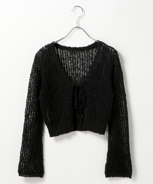 Heather（ヘザー）の「リボンメッシュカーディガン　113937（カーディガン/ボレロ・レディース・ブラック/ピンクベージュ/ホワイト/イエロー/レッド・FREE）」の7枚目の写真