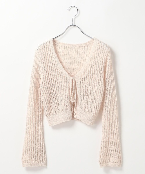 Heather（ヘザー）の「リボンメッシュカーディガン　113937（カーディガン/ボレロ・レディース・ブラック/ピンクベージュ/ホワイト/イエロー/レッド・FREE）」の8枚目の写真