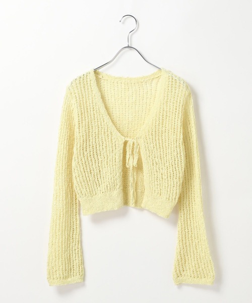 Heather（ヘザー）の「リボンメッシュカーディガン　113937（カーディガン/ボレロ・レディース・ブラック/ピンクベージュ/ホワイト/イエロー/レッド・FREE）」の9枚目の写真