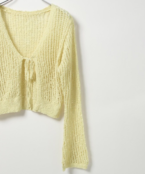 Heather（ヘザー）の「リボンメッシュカーディガン　113937（カーディガン/ボレロ・レディース・ブラック/ピンクベージュ/ホワイト/イエロー/レッド・FREE）」の12枚目の写真