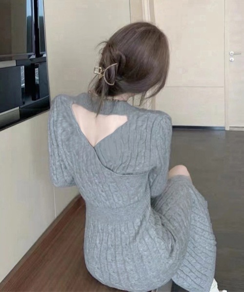 Miniministore（ミニミニストア）の「前後2wayニットワンピース 深スリット（ワンピース・レディース・ブルーグレー/アイボリー/ブラック・FREE）」の15枚目の写真