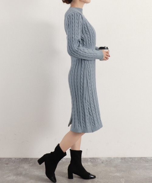 Miniministore（ミニミニストア）の「前後2wayニットワンピース 深スリット（ワンピース・レディース・ブルーグレー/アイボリー/ブラック・FREE）」の18枚目の写真