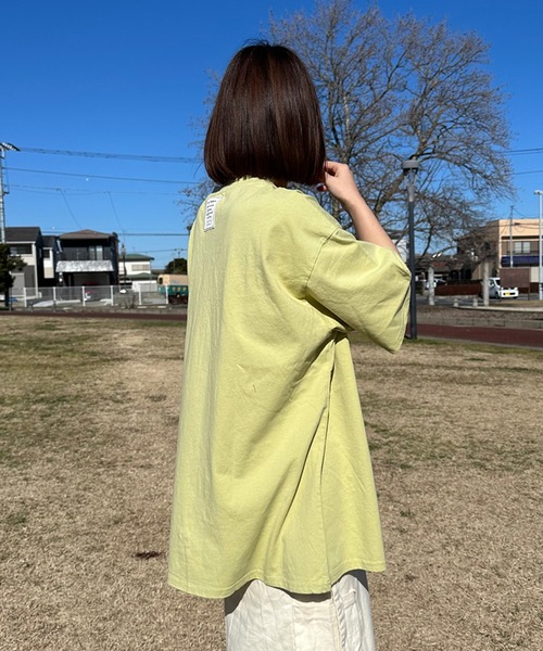 CRB（シーアールビー）の「フロントロゴ半袖Tチュニック（Tシャツ/カットソー・レディース・オフホワイト/チャコールグレー/ライム・F）」の5枚目の写真