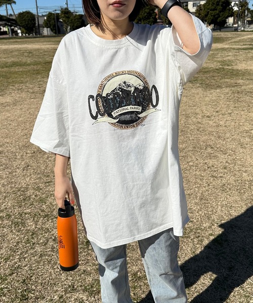 CRB（シーアールビー）の「フロントロゴ半袖Tチュニック（Tシャツ/カットソー・レディース・オフホワイト/チャコールグレー/ライム・F）」の8枚目の写真