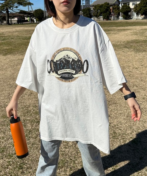 CRB（シーアールビー）の「フロントロゴ半袖Tチュニック（Tシャツ/カットソー・レディース・オフホワイト/チャコールグレー/ライム・F）」の9枚目の写真