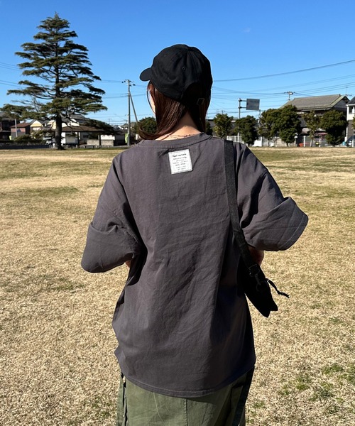 CRB（シーアールビー）の「フロントロゴ半袖Tチュニック（Tシャツ/カットソー・レディース・オフホワイト/チャコールグレー/ライム・F）」の14枚目の写真