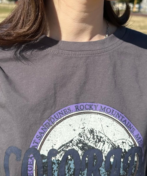 CRB（シーアールビー）の「フロントロゴ半袖Tチュニック（Tシャツ/カットソー・レディース・オフホワイト/チャコールグレー/ライム・F）」の15枚目の写真