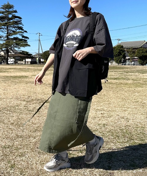 CRB（シーアールビー）の「フロントロゴ半袖Tチュニック（Tシャツ/カットソー・レディース・オフホワイト/チャコールグレー/ライム・F）」の19枚目の写真
