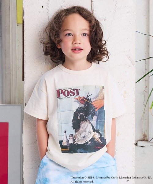 MARKEY'S（マーキーズ）の「【THE SATURDAY EVENING POST】別注プリントTシャツ（90～150cm）（Tシャツ/カットソー・キッズ・ベージュ/オレンジ/チャコール/オフホワイト・110/100/90/120/150/140/130）」の2枚目の写真
