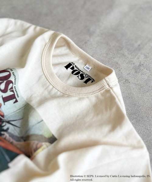 MARKEY'S（マーキーズ）の「【THE SATURDAY EVENING POST】別注プリントTシャツ（90～150cm）（Tシャツ/カットソー・キッズ・ベージュ/オレンジ/チャコール/オフホワイト・110/100/90/120/150/140/130）」の7枚目の写真