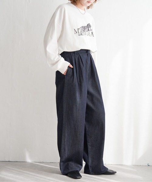 notch.(ノッチ)の「8オンスデニムタックワイドパンツ(デニムパンツ・レディース・ブラック/オフホワイト/ネイビー・M)」の17枚目の写真