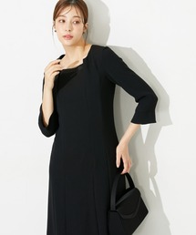 slattgir | 高身長　【喪服・礼服】　洗えるフォーマルノーカラーアンサンブル（ジャケット＋前開き７分袖ワンピース）　（トールサイズ）(スーツセット)