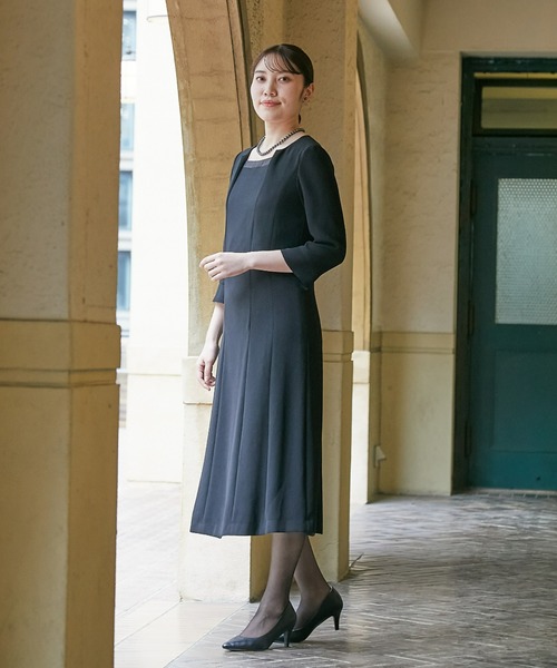 【美品礼服】エルアンノアール　ノーカラーワンピース　スーツセット　東京ソワール 半額SALE☆ 美品礼服】エルアンノアール ノーカラーワンピース