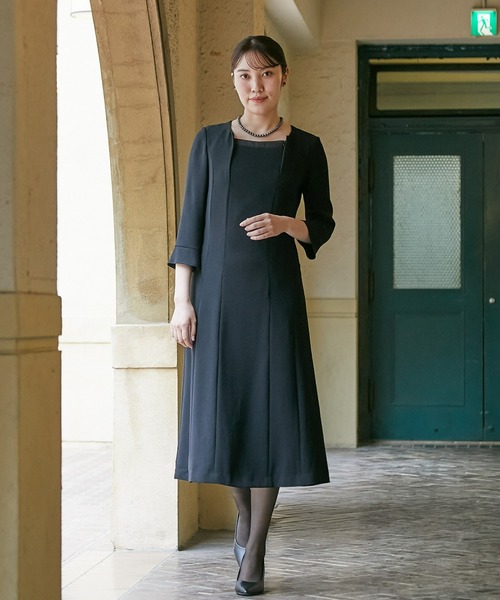 セール】高身長 【喪服・礼服】 洗えるフォーマルノーカラー