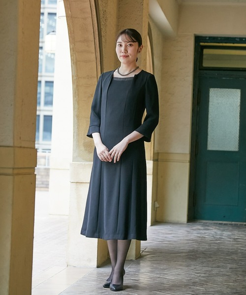 高身長 【喪服・礼服】 洗えるフォーマルノーカラーアンサンブル