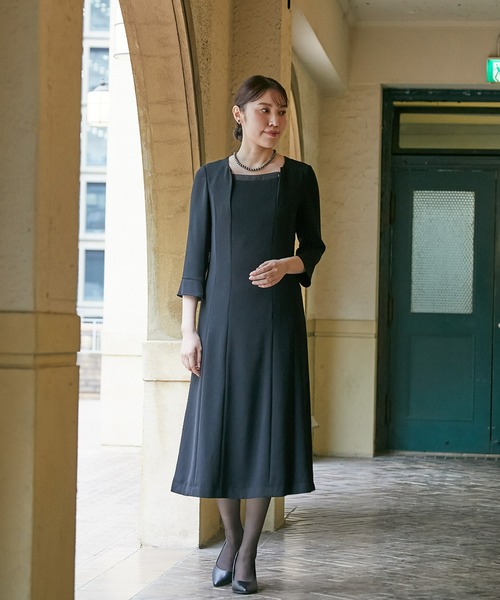 セール】高身長 【喪服・礼服】 洗えるフォーマルノーカラー