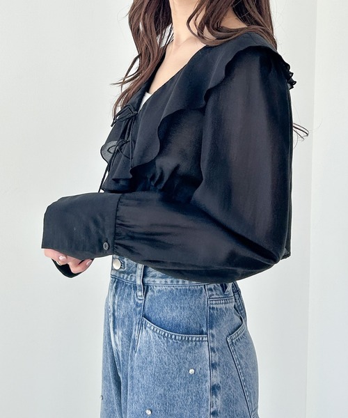 Heather（ヘザー）の「フリルリボンブラウス　118765（シャツ/ブラウス・レディース・ホワイト/ピンクベージュ/ブラック・FREE）」の19枚目の写真