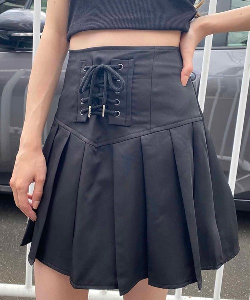 NANEA(ナネア)の「フロントレースアッププリーツミニスカート(スカート・レディース・グレー/ブラック/ベージュ・SMALL/MEDIUM/LARGE)」の21枚目の写真