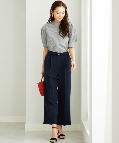 BELLUNA PLUS(ベルーナ)の「ヒンヤリ麻調ビンテージワイドパンツ58㎝(その他パンツ・レディース・パープル系/バーガンディー/サンドベージュ/ネイビー・SMALL/MEDIUM/LARGE/X-LARGE)」の6枚目の写真
