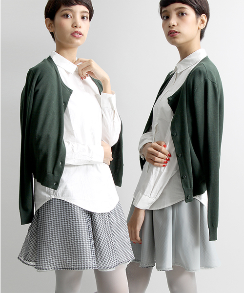 WEGO（ウィゴー）の「WEGO/オーガンジー千鳥柄リバーシブルスカート（スカート・レディース・アイボリー/ライトグレー/ブラック・FREE）」の3枚目の写真