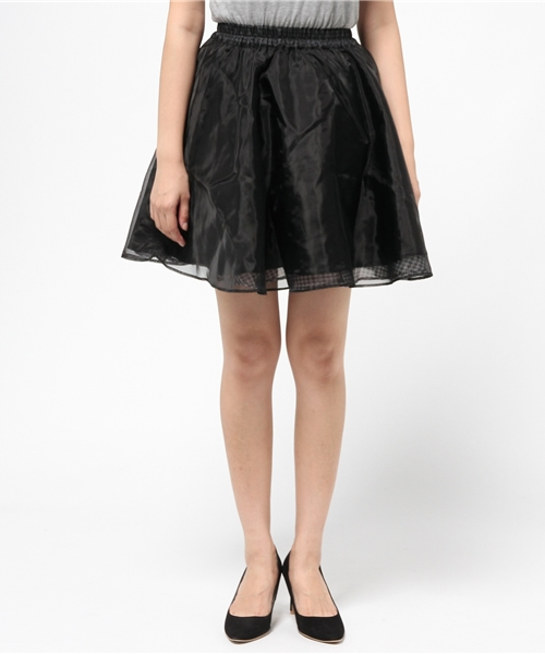 WEGO（ウィゴー）の「WEGO/オーガンジー千鳥柄リバーシブルスカート（スカート・レディース・アイボリー/ライトグレー/ブラック・FREE）」の4枚目の写真