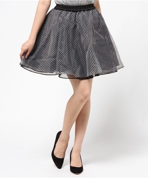 WEGO（ウィゴー）の「WEGO/オーガンジー千鳥柄リバーシブルスカート（スカート・レディース・アイボリー/ライトグレー/ブラック・FREE）」の14枚目の写真