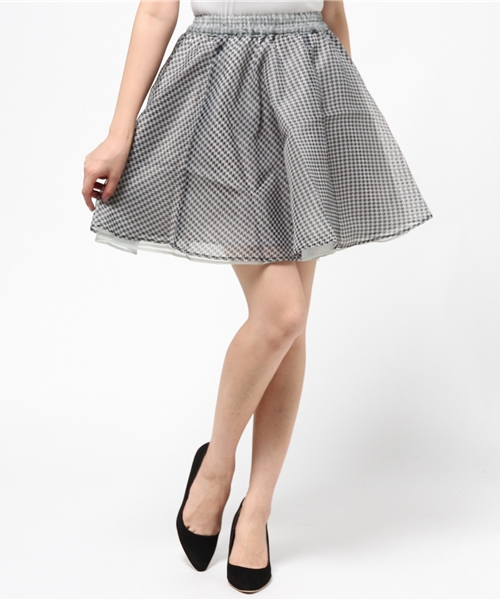 WEGO（ウィゴー）の「WEGO/オーガンジー千鳥柄リバーシブルスカート（スカート・レディース・アイボリー/ライトグレー/ブラック・FREE）」の8枚目の写真