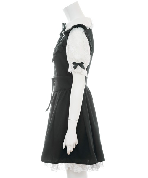 Secret Honey（シークレットハニー）の「レース半袖ドッキングワンピース（ワンピース・レディース・ストライプ/ブラックミックス/ブラック・MEDIUM）」の12枚目の写真