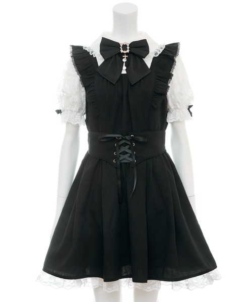 Secret Honey（シークレットハニー）の「レース半袖ドッキングワンピース（ワンピース・レディース・ストライプ/ブラックミックス/ブラック・MEDIUM）」の11枚目の写真