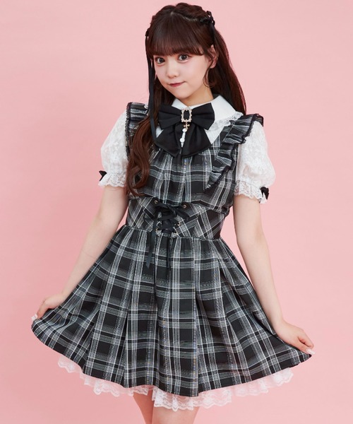 Secret Honey（シークレットハニー）の「レース半袖ドッキングワンピース（ワンピース・レディース・ストライプ/ブラックミックス/ブラック・MEDIUM）」の7枚目の写真