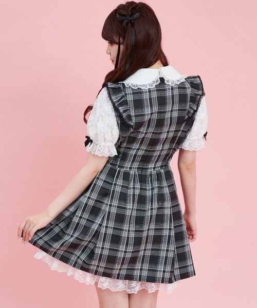 Secret Honey（シークレットハニー）の「レース半袖ドッキングワンピース（ワンピース・レディース・ストライプ/ブラックミックス/ブラック・MEDIUM）」の8枚目の写真