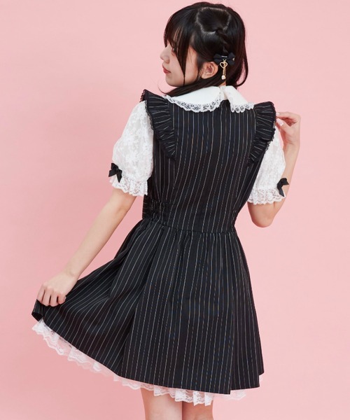 Secret Honey（シークレットハニー）の「レース半袖ドッキングワンピース（ワンピース・レディース・ストライプ/ブラックミックス/ブラック・MEDIUM）」の10枚目の写真