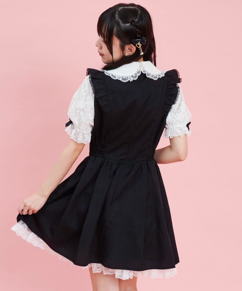 Secret Honey（シークレットハニー）の「レース半袖ドッキングワンピース（ワンピース・レディース・ストライプ/ブラックミックス/ブラック・MEDIUM）」の5枚目の写真