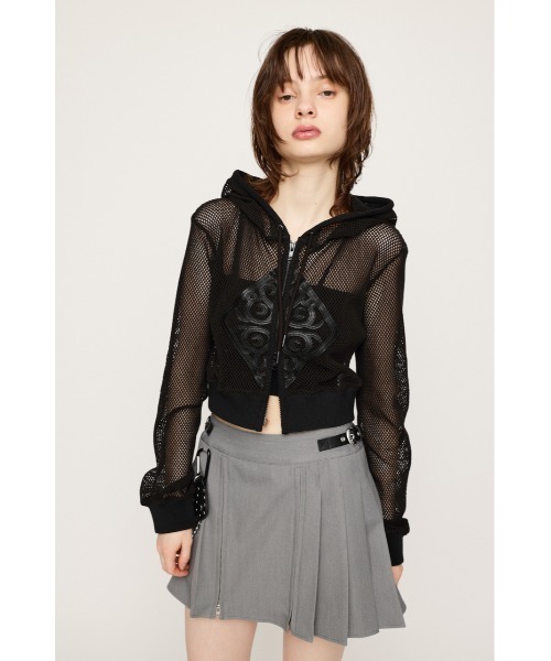 SLY(スライ)の「PATCH LEATHER MESH HOODIE パッチ レザー メッシュ フーディ(パーカー・レディース・ブラック/アイボリー・FREE)」の17枚目の写真