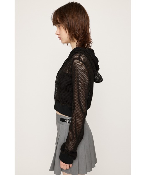 SLY(スライ)の「PATCH LEATHER MESH HOODIE パッチ レザー メッシュ フーディ(パーカー・レディース・ブラック/アイボリー・FREE)」の3枚目の写真