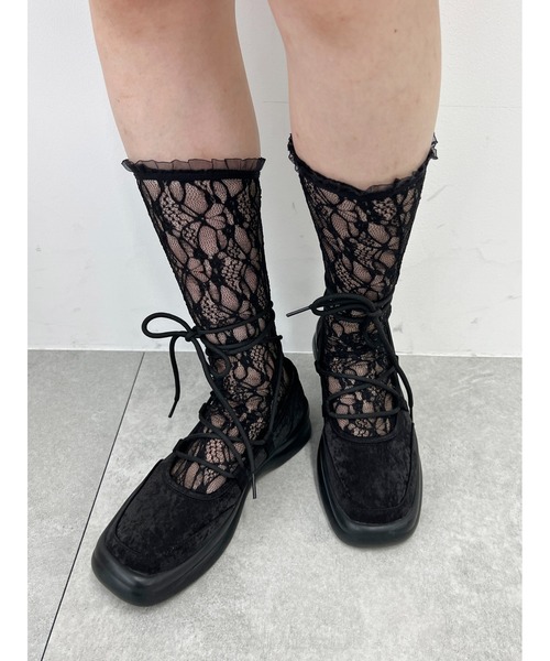 PHILLY(フィリー)の「【PHILLY】レースハイソックス(ソックス/靴下・レディース・ホワイト/ブラック・FREE)」の9枚目の写真