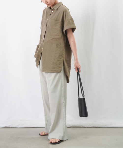 LADY LUCK LUCA 青 長袖シャツ オーバーサイズ LC/LLL リネンスキッパーブラウス（シャツ/ブラウス）｜LUCA