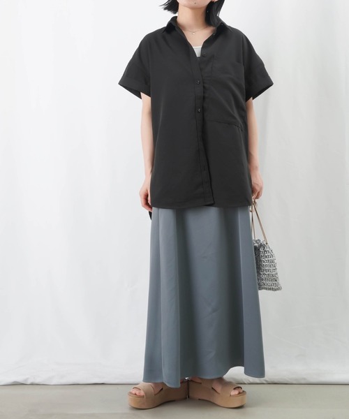 LUCA/LADY LUCK LUCA(ルカ/レディラックルカ)の「LC/LLL ポケットロングシャツ / バックタック半袖シャツブラウス(シャツ/ブラウス・レディース・ブラック/カーキ/オフホワイト・FREE)」の15枚目の写真