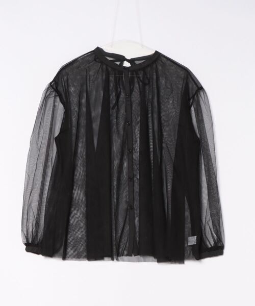 STYLEBLOCK(スタイルブロック)の「チュールビッグシャツ(シャツ/ブラウス・レディース・ブラック/グリーン/ベージュ/アイボリー・FREE)」の7枚目の写真