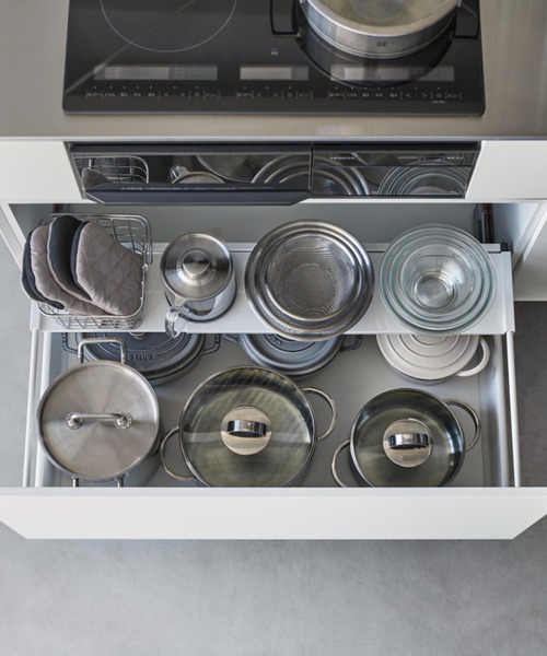 tower（タワー）の「tower（タワー）伸縮キッチン引き出し中ラック ワイド（キッチン収納・レディース・ホワイト・ONE SIZE）」の9枚目の写真