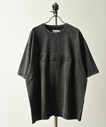 ATELANE/硫化染 トラ刺繍、ロゴ エンボス、S/S TEE