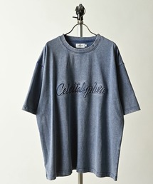 ATELANE/硫化染 トラ刺繍、ロゴ エンボス、S/S TEE