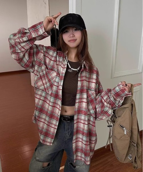 B.R.U(ブル)の「カラー長袖チェックシャツ/冷房対策(シャツ/ブラウス・メンズ・イエロー/ブルー/レッド・FREE)」の16枚目の写真